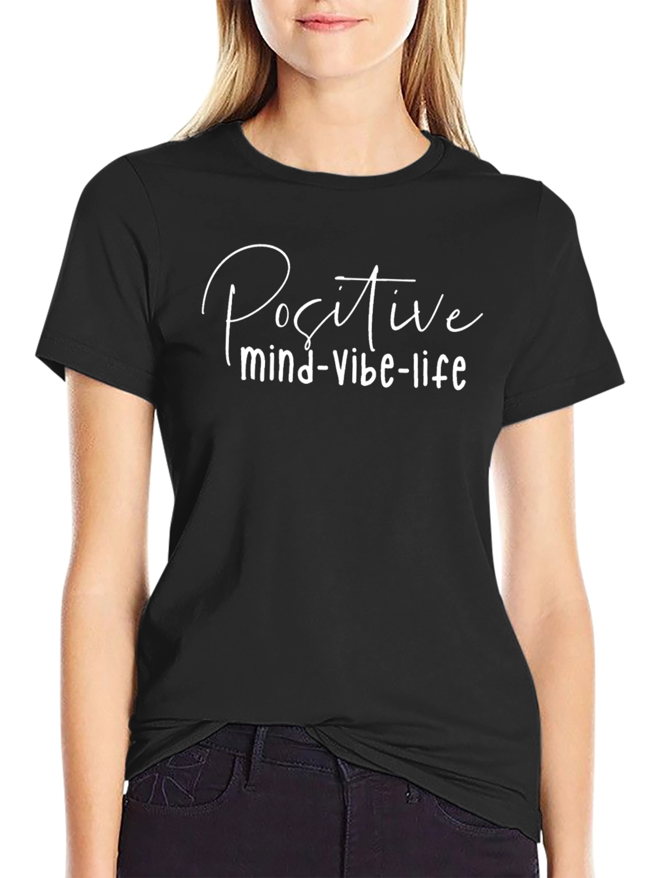 Positive Mind-Vibe-Life Black Graphic Tee