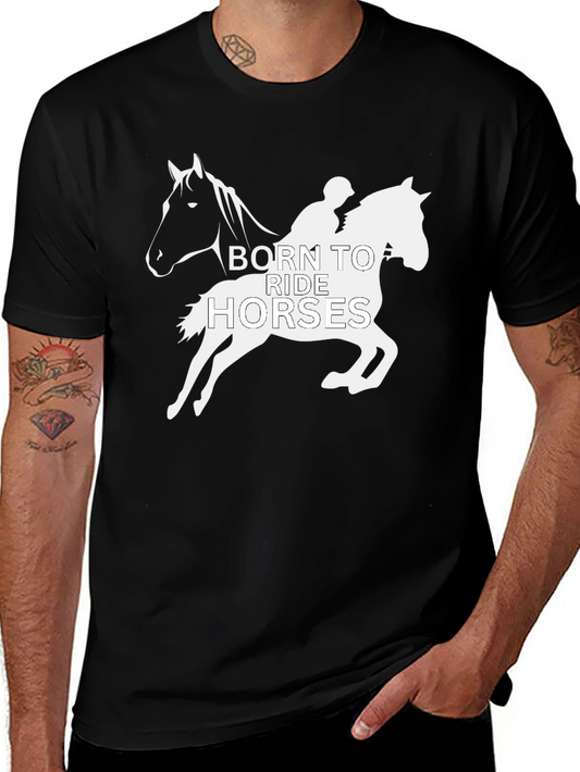 Born to Ride Horses Graphic Tee - Black
