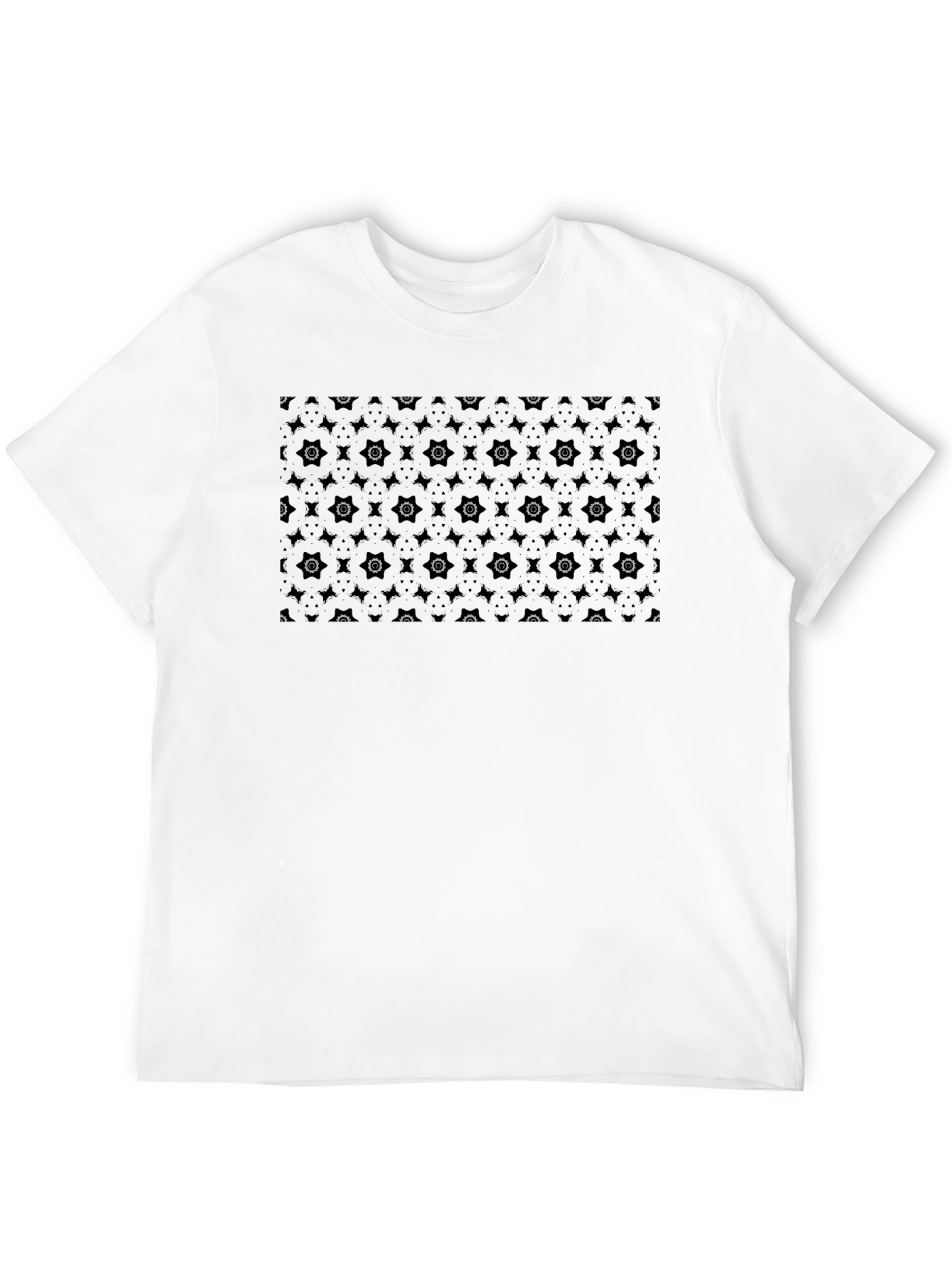 Mens Patterned Black Crew Neck Tee