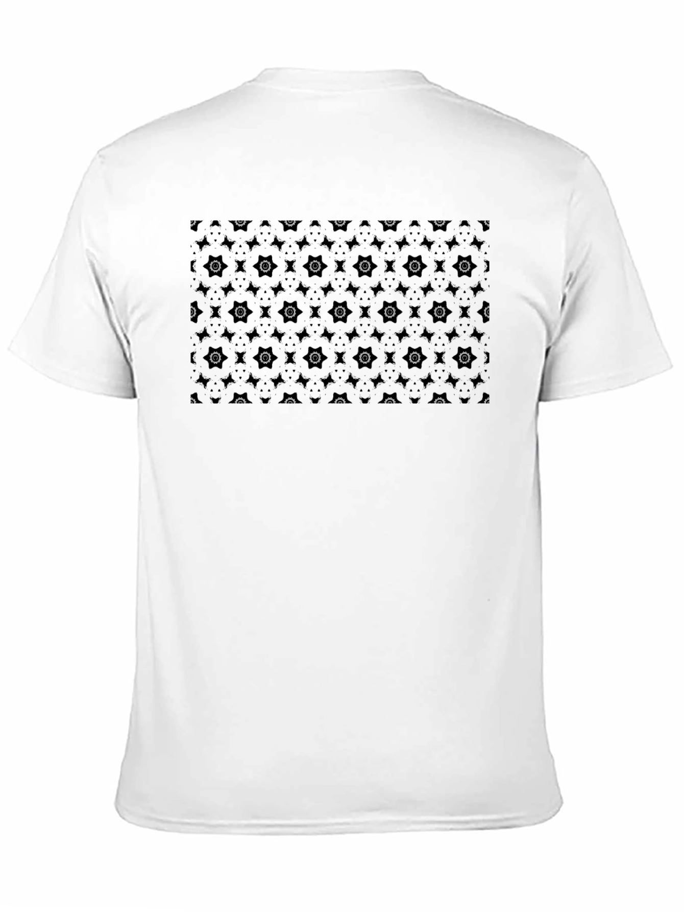 Mens Patterned Black Crew Neck Tee