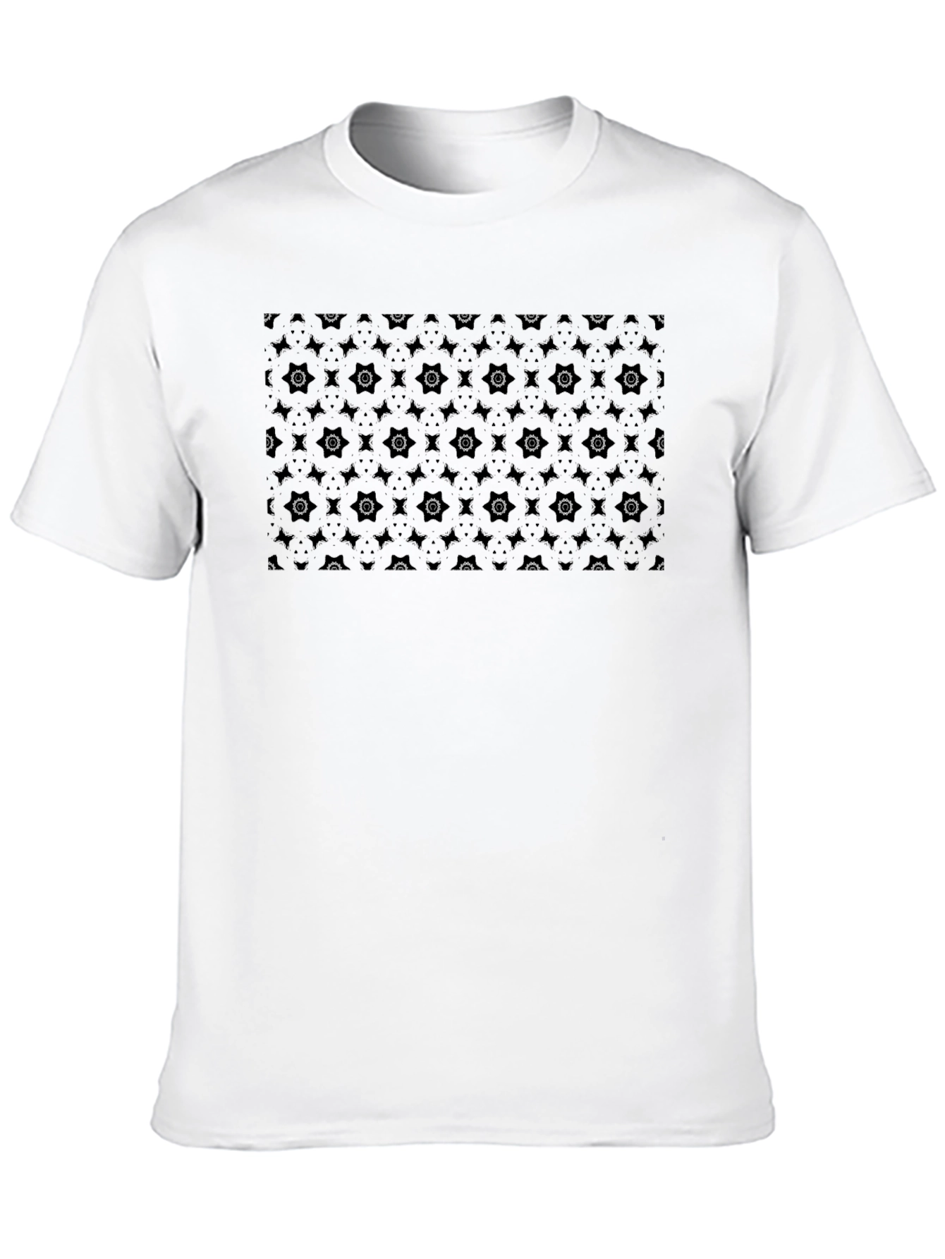 Mens Patterned Black Crew Neck Tee