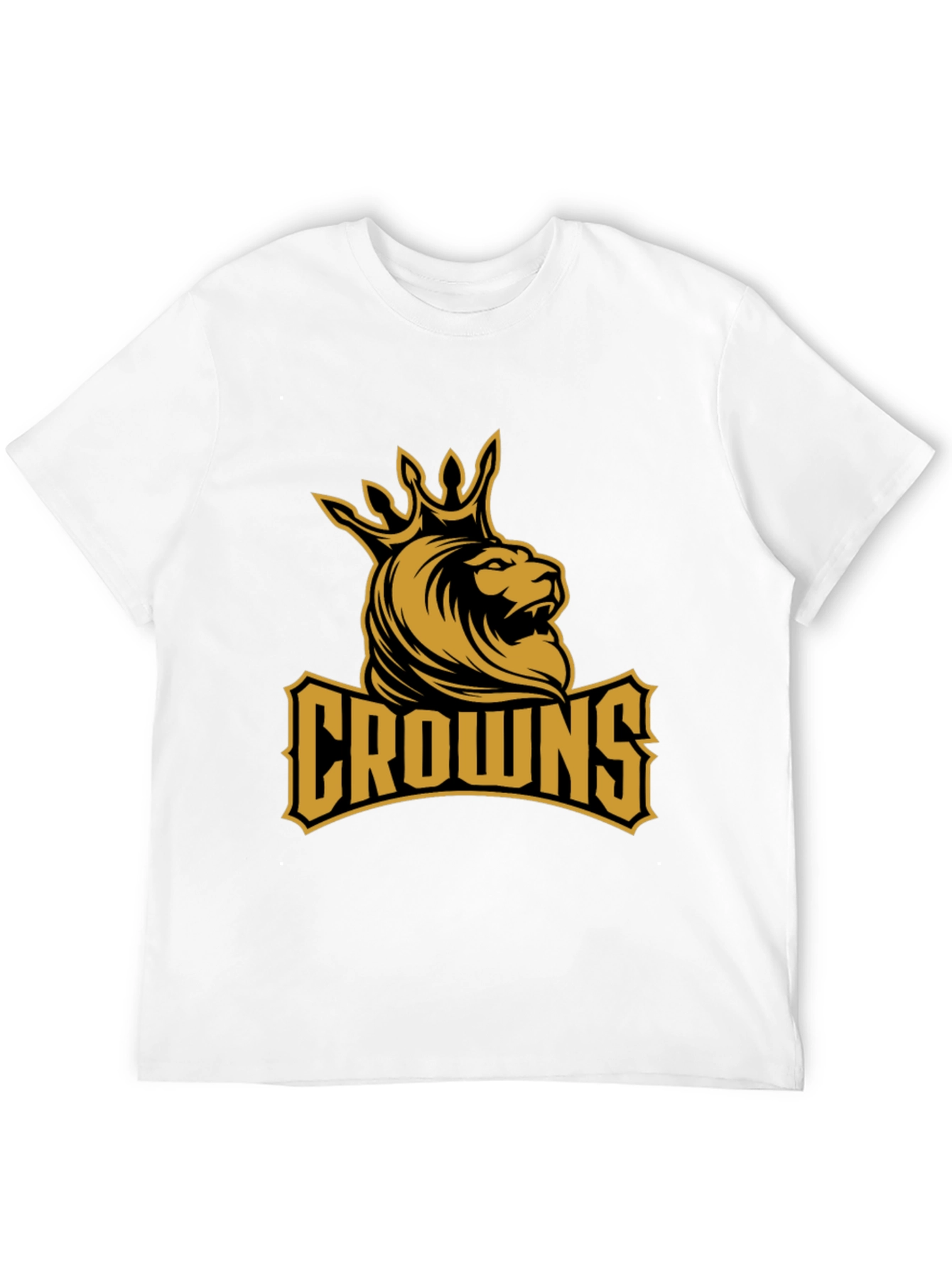 Crowns Lion Graphic Tee - Black Cotton T-Shirt