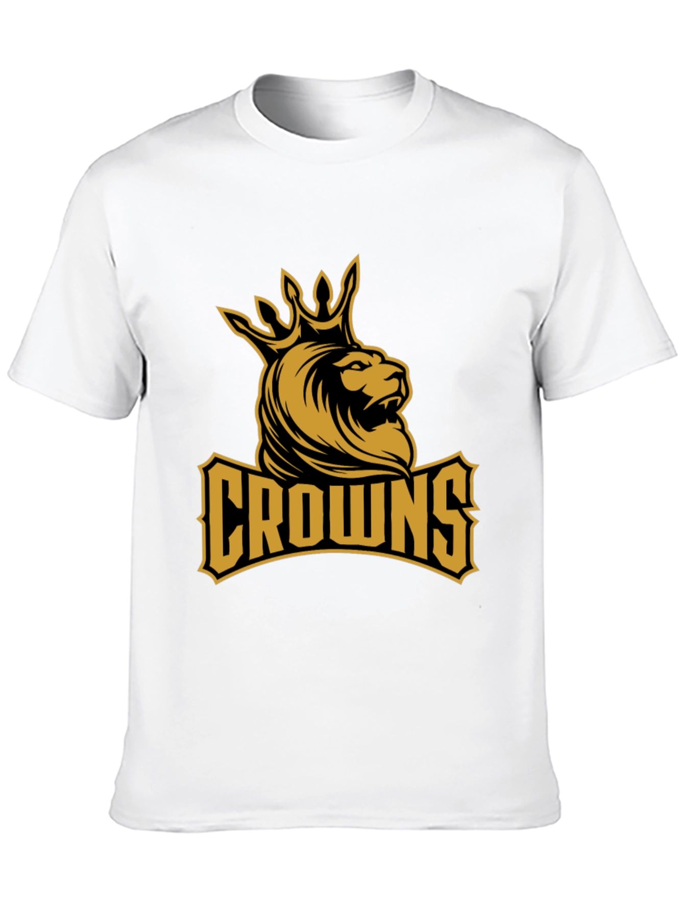Crowns Lion Graphic Tee - Black Cotton T-Shirt