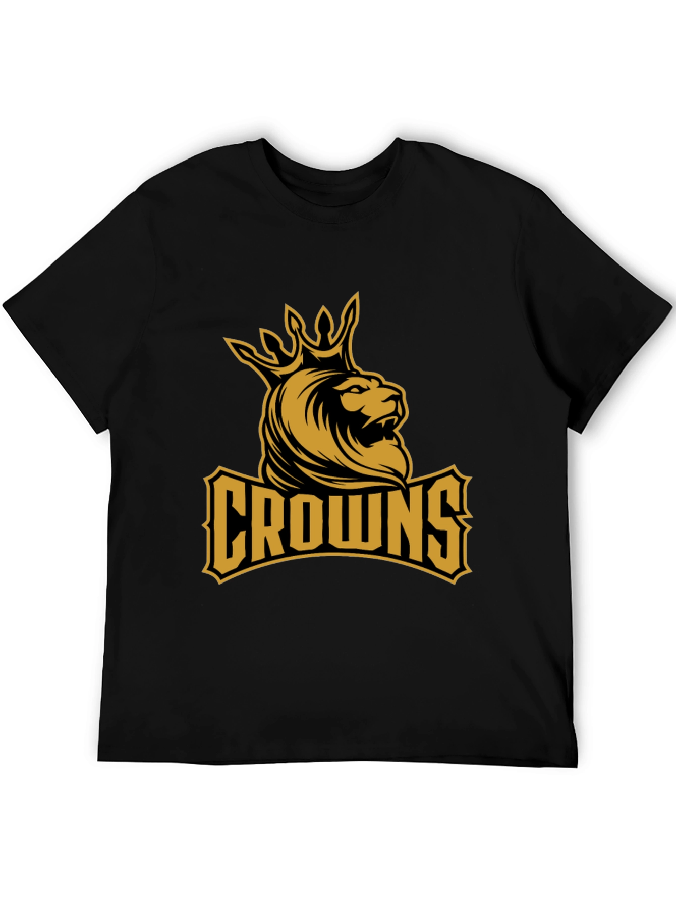 Crowns Lion Graphic Tee - Black Cotton T-Shirt