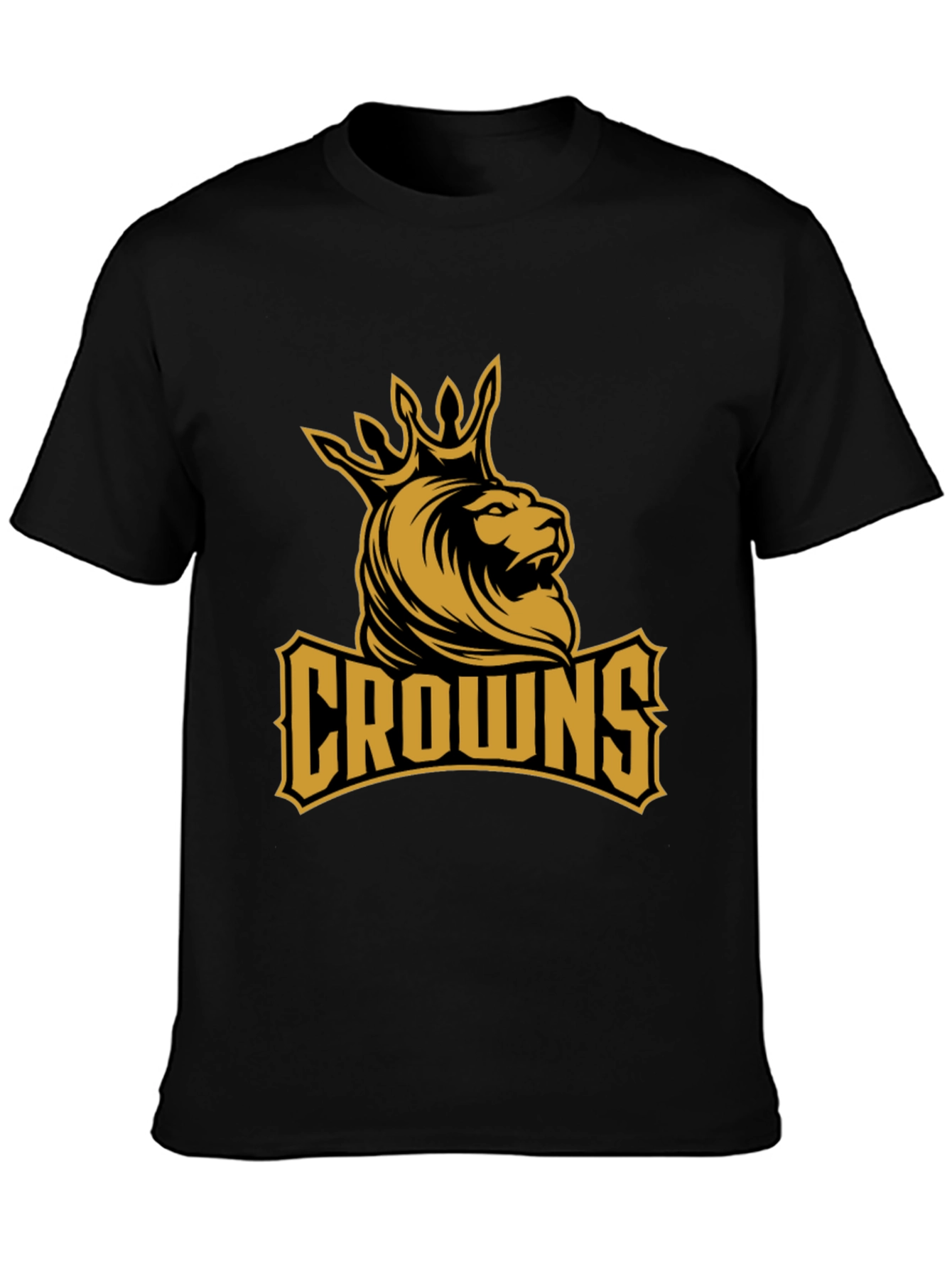 Crowns Lion Graphic Tee - Black Cotton T-Shirt