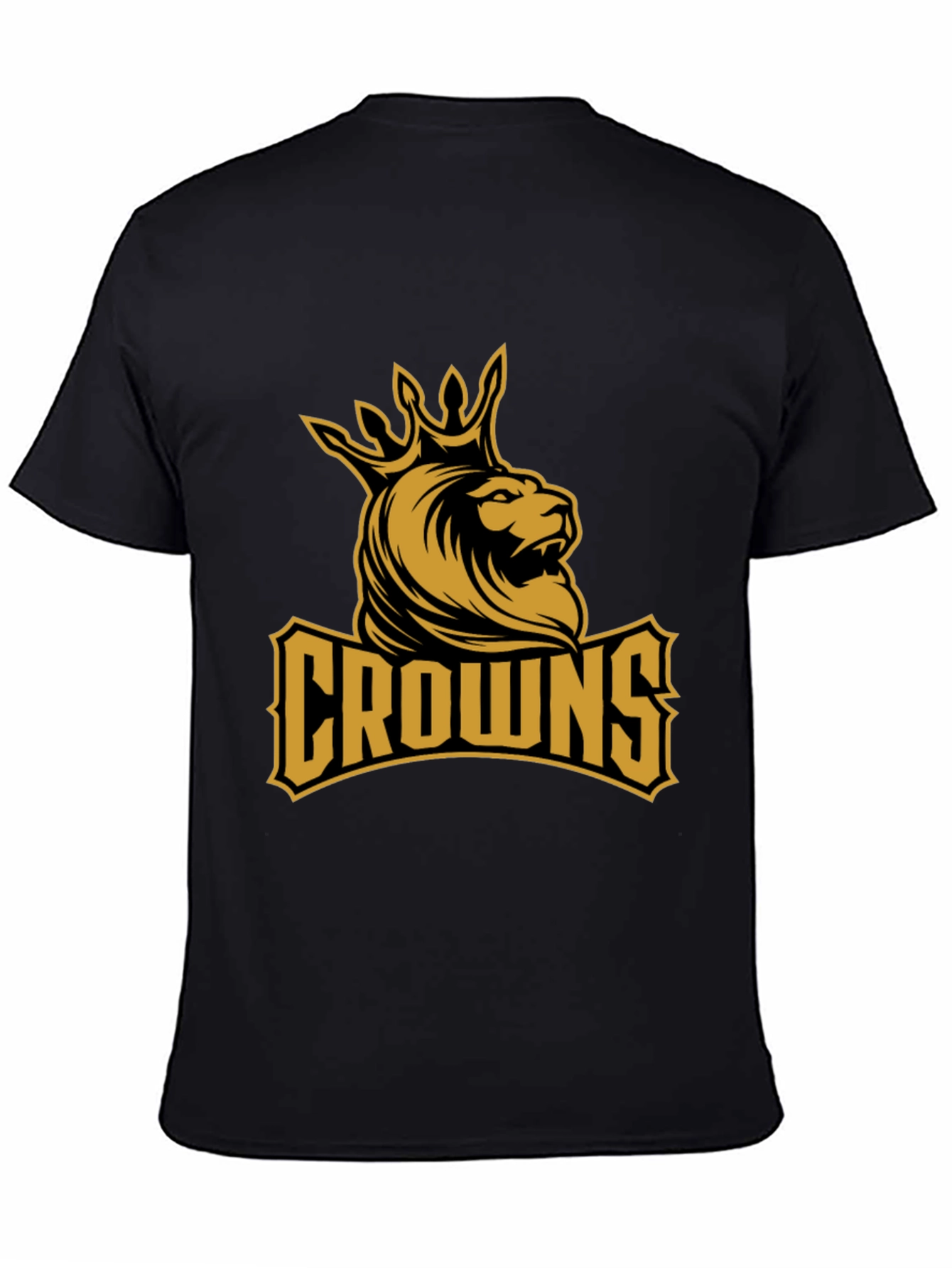 Crowns Lion Graphic Tee - Black Cotton T-Shirt