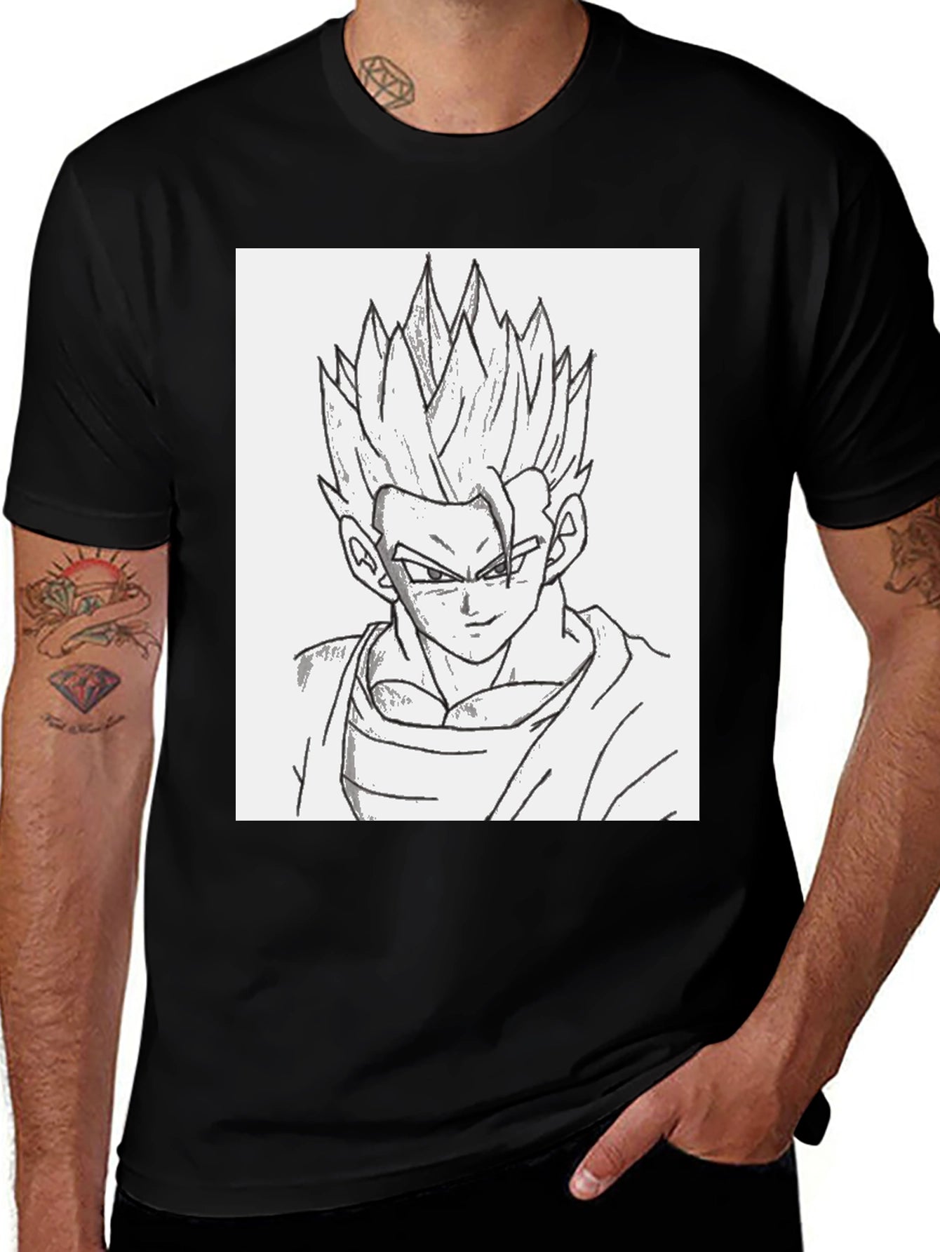 Anime Gohan Sketch Black T-Shirt