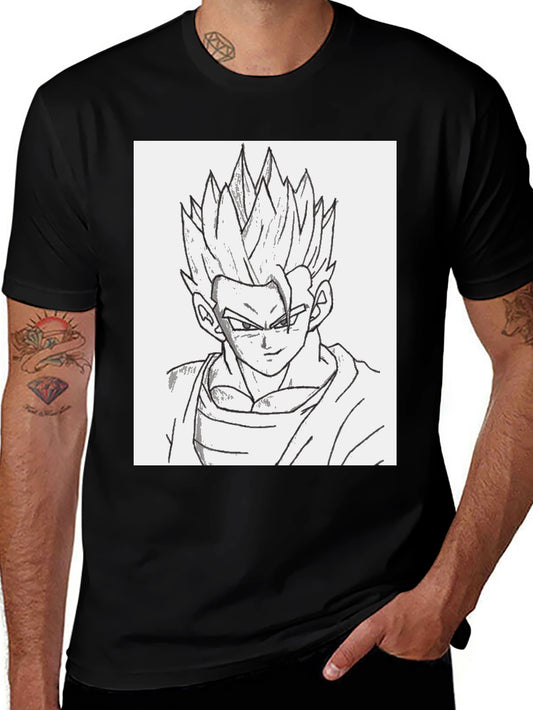 Anime Gohan Sketch Black T-Shirt