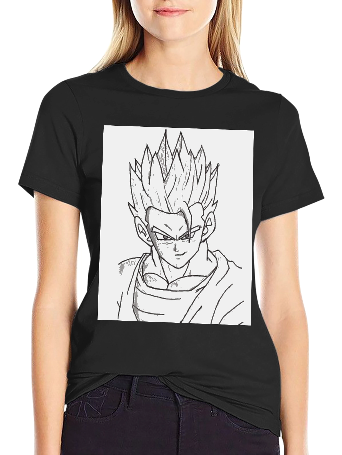 Anime Gohan Sketch Black T-Shirt