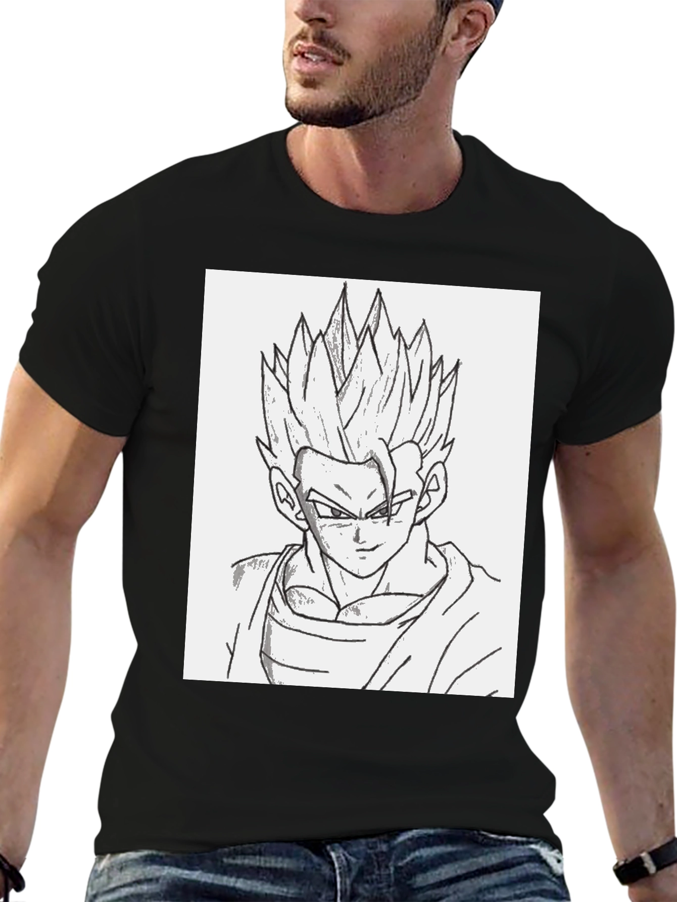 Anime Gohan Sketch Black T-Shirt