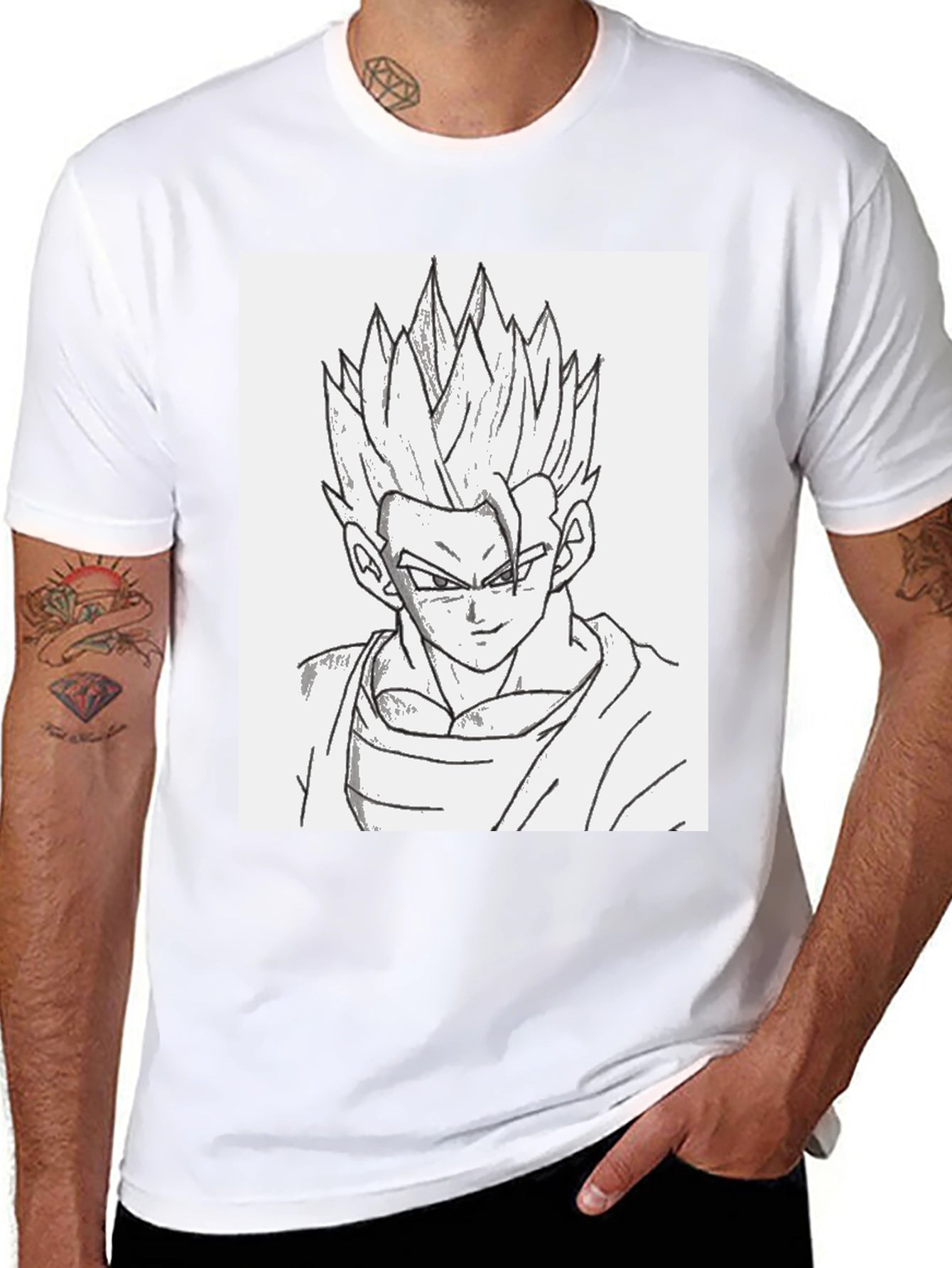 Anime Gohan Sketch Black T-Shirt