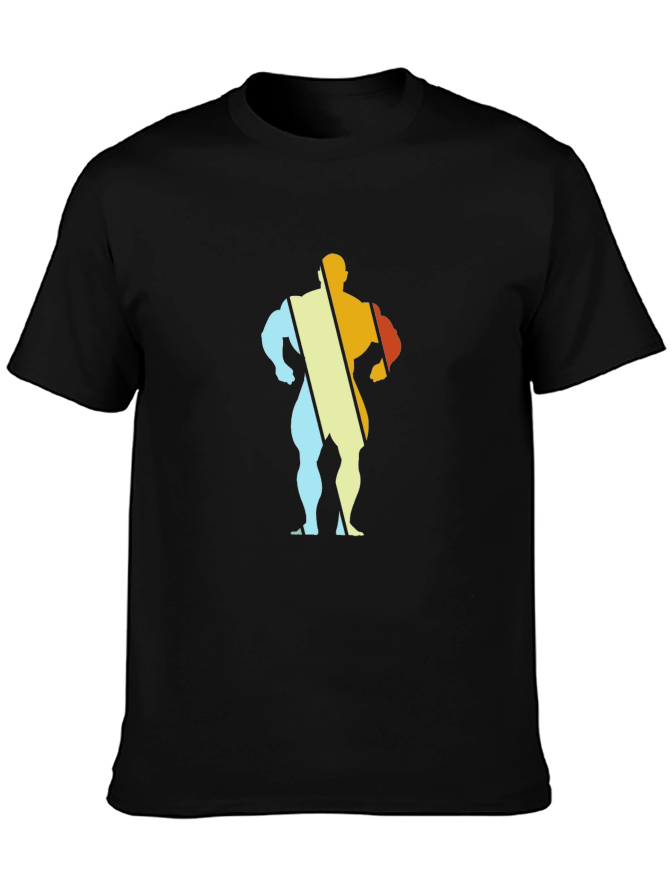 Retro Bodybuilder Graphic Tee - Black Cotton T-Shirt