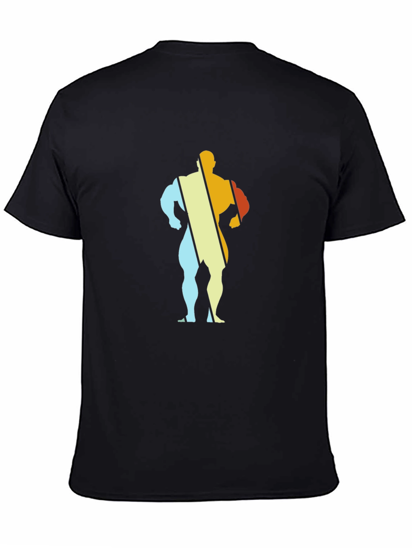 Retro Bodybuilder Graphic Tee - Black Cotton T-Shirt