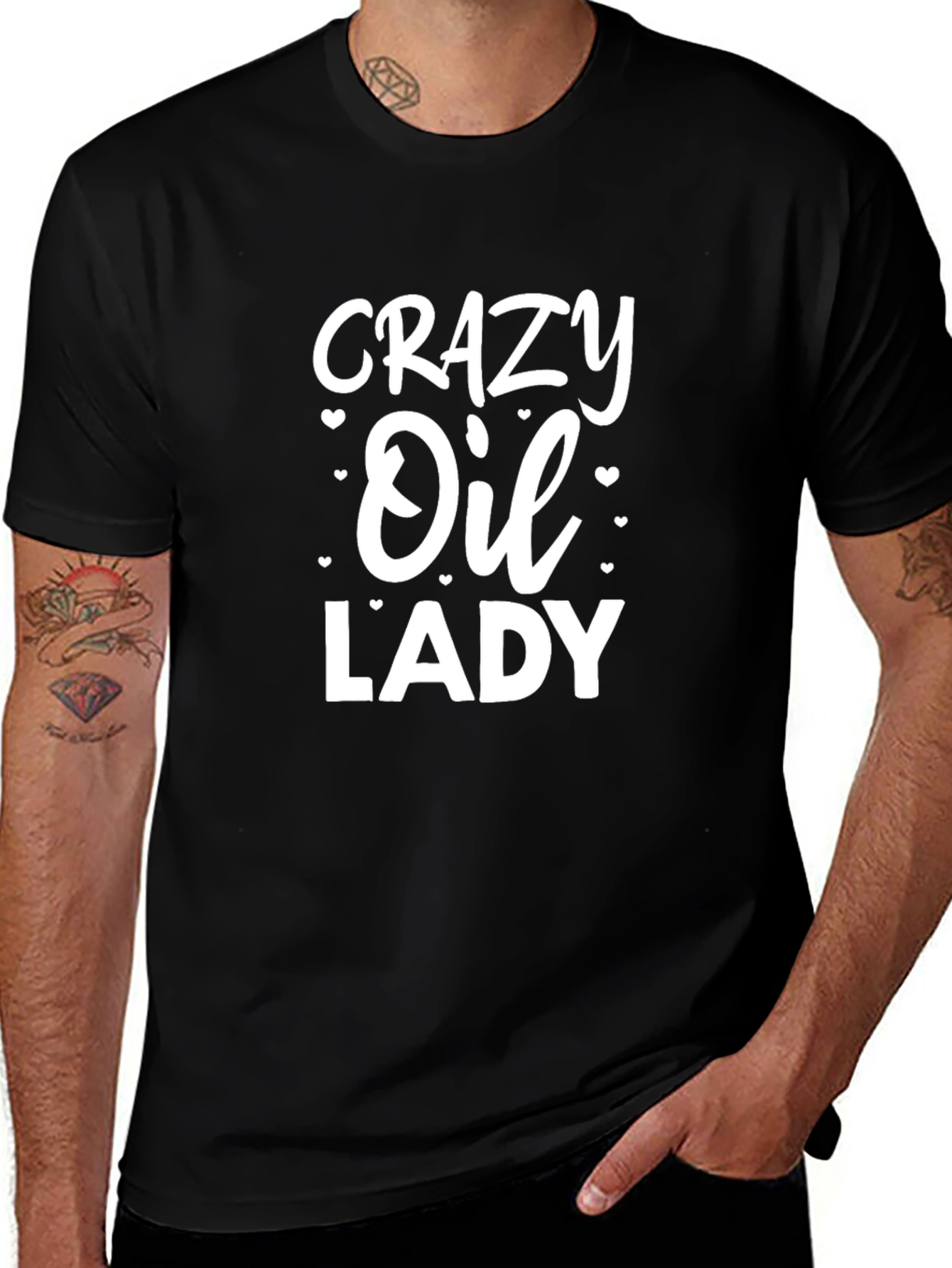 Crazy Oil Lady Graphic T-Shirt - Unisex Black Tee