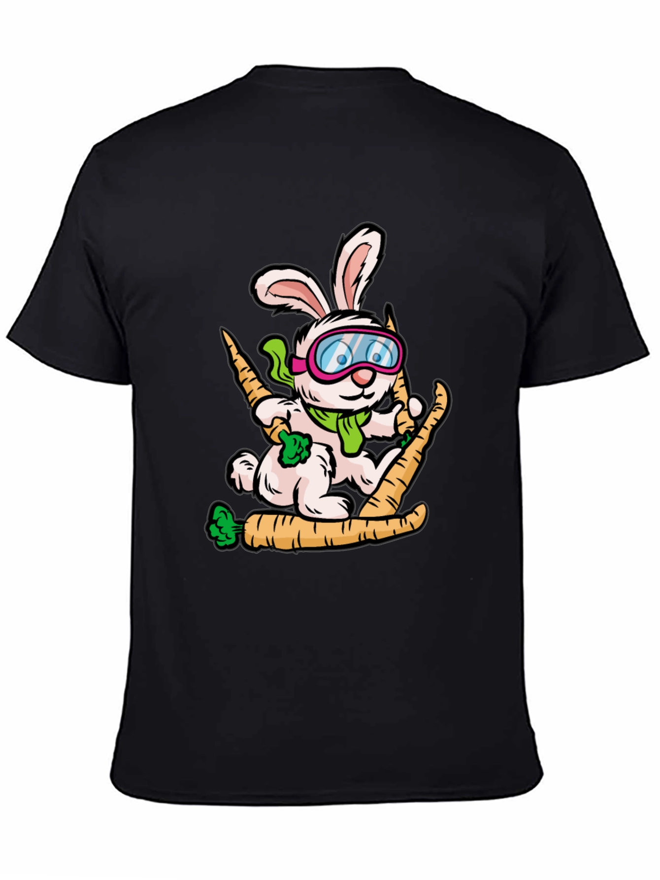 Skiing Rabbit Graphic T-Shirt - Unique Cartoon Tee