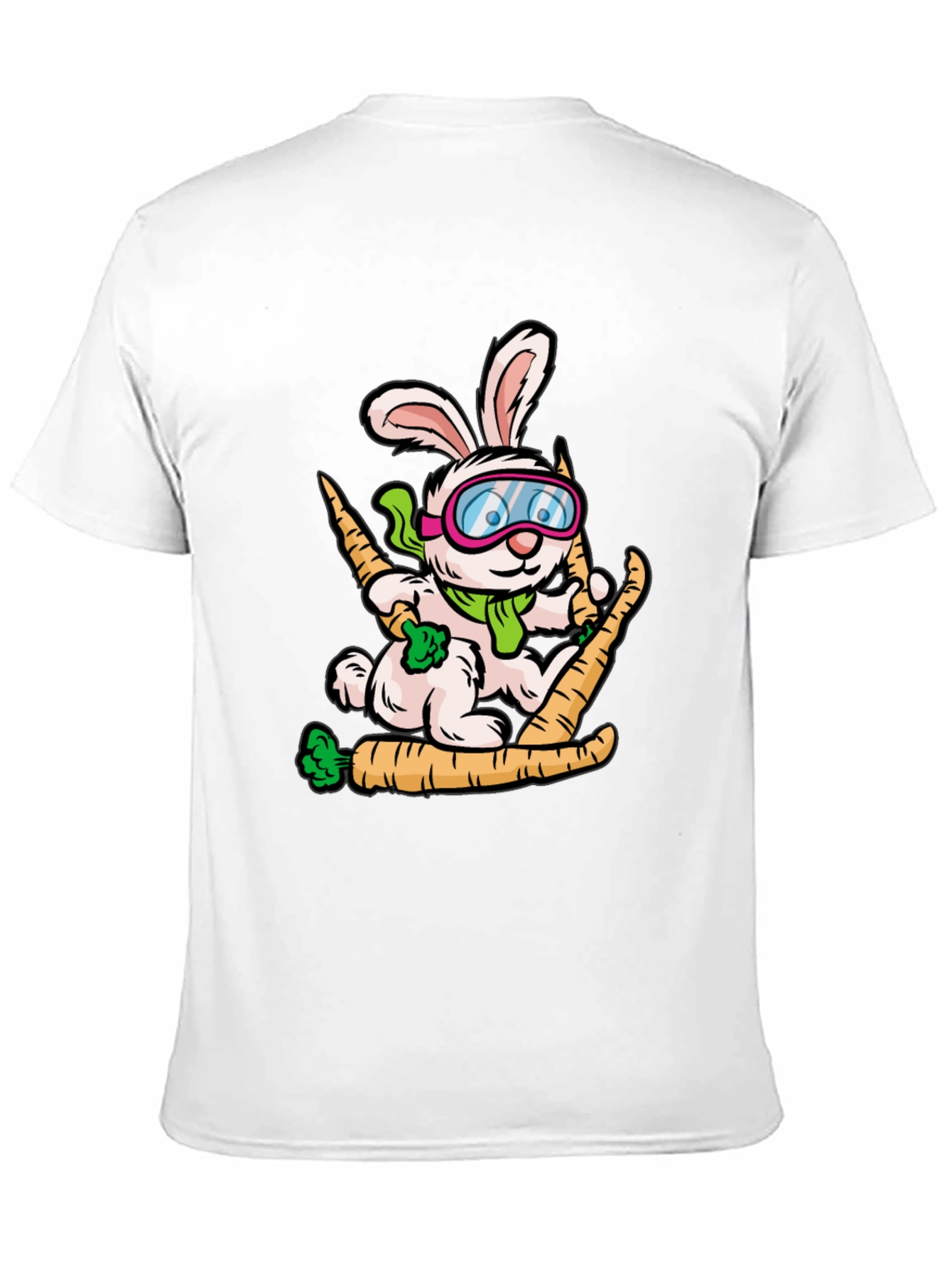 Skiing Rabbit Graphic T-Shirt - Unique Cartoon Tee