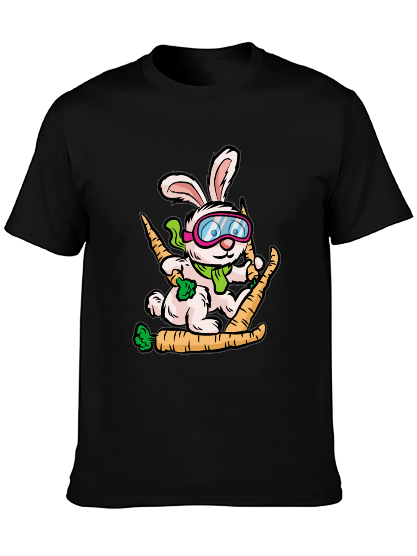 Skiing Rabbit Graphic T-Shirt - Unique Cartoon Tee