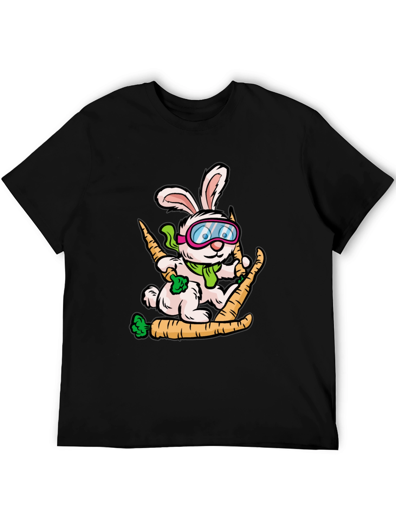Skiing Rabbit Graphic T-Shirt - Unique Cartoon Tee