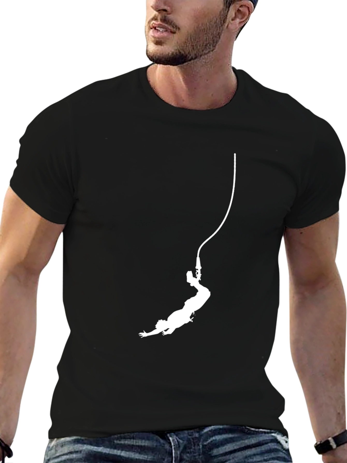 Bungee Jumper Graphic Tee - Black Cotton T-Shirt