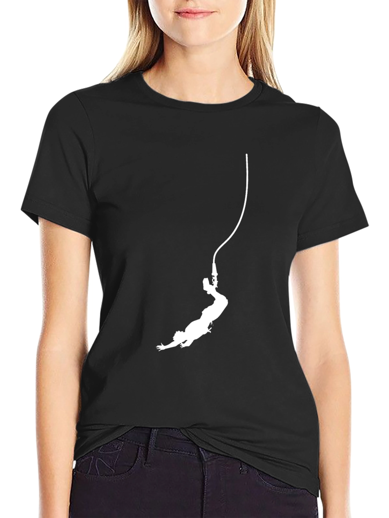Bungee Jumper Graphic Tee - Black Cotton T-Shirt