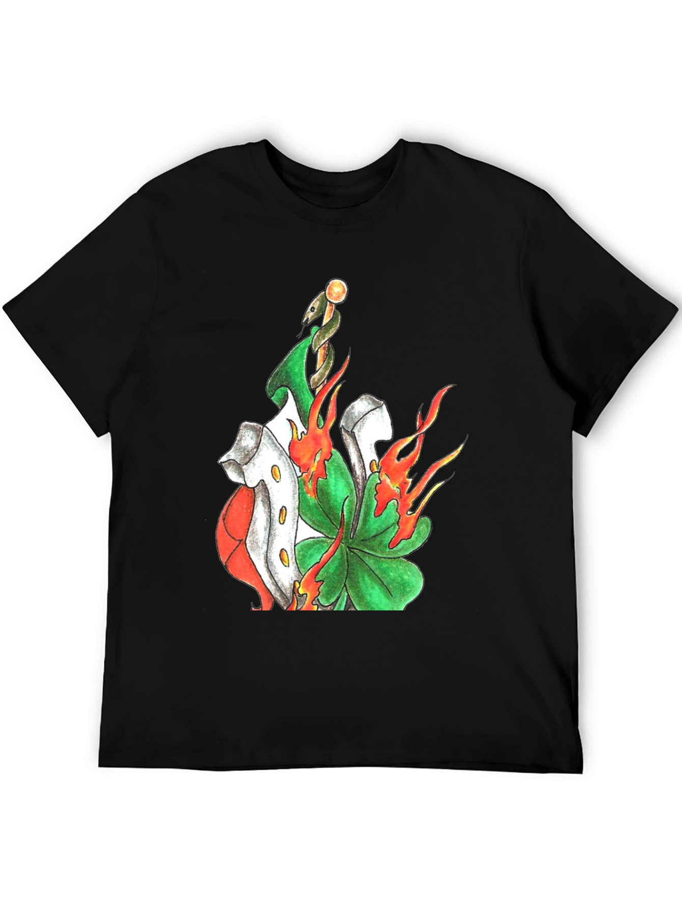 Lucky Clover T-Shirt: Shamrock Snake on Fire