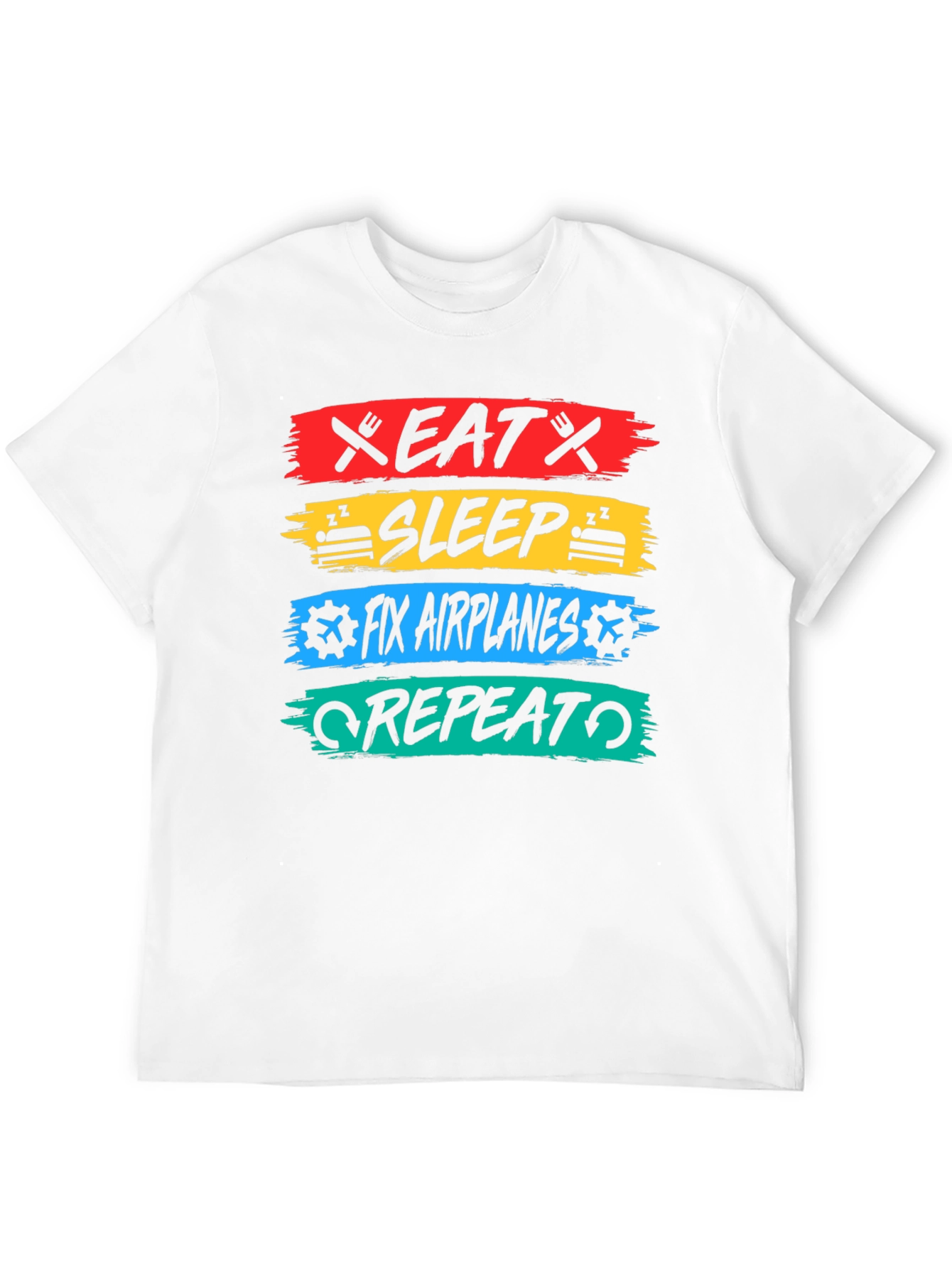 Eat Sleep Fix Airplanes Repeat Black T-Shirt