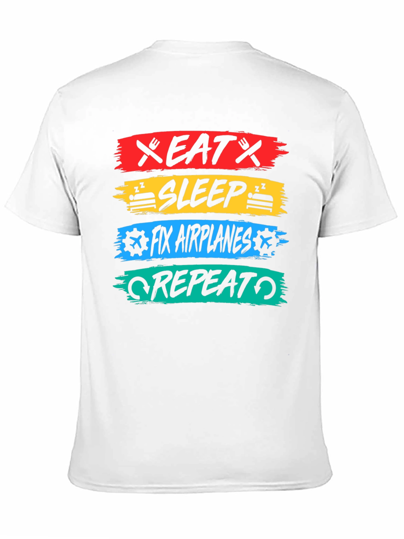 Eat Sleep Fix Airplanes Repeat Black T-Shirt