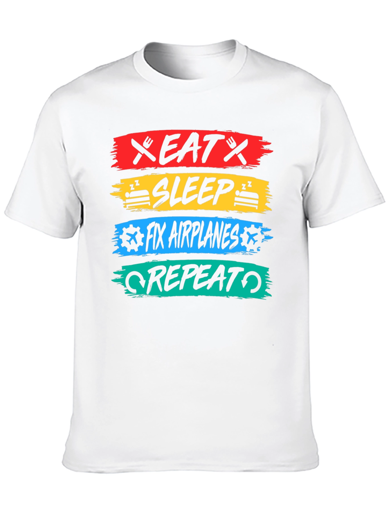 Eat Sleep Fix Airplanes Repeat Black T-Shirt