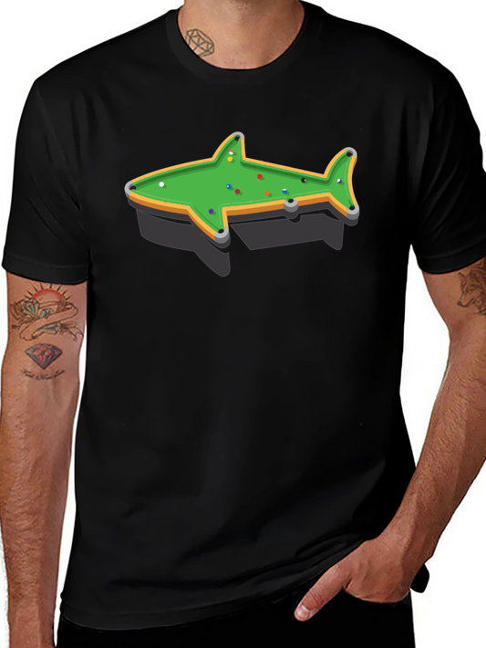 Shark Pool Table Graphic Tee - Unique Billiards Shirt