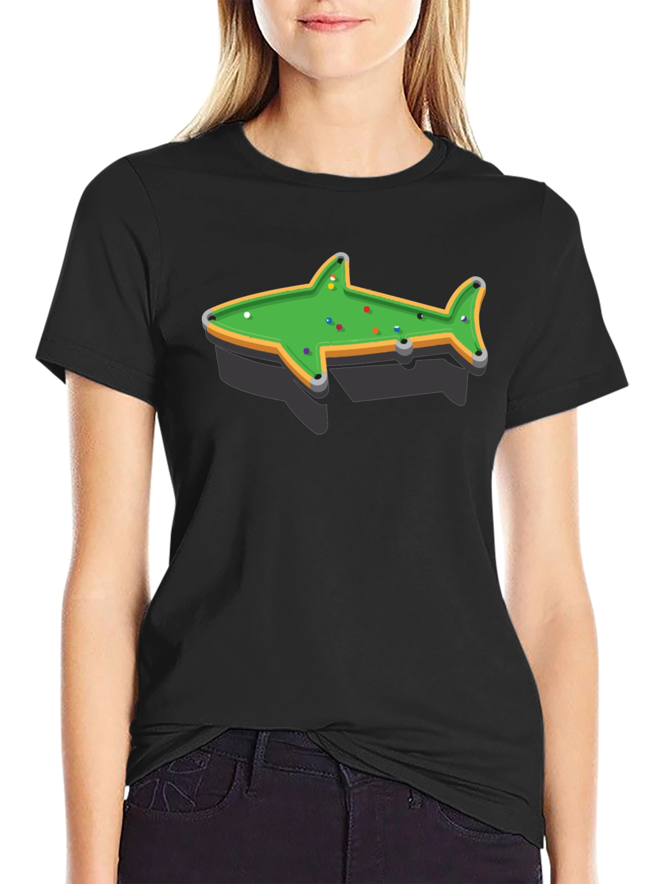 Shark Pool Table Graphic Tee - Unique Billiards Shirt