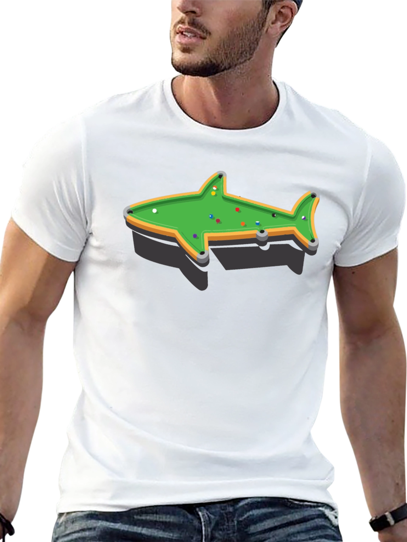 Shark Pool Table Graphic Tee - Unique Billiards Shirt