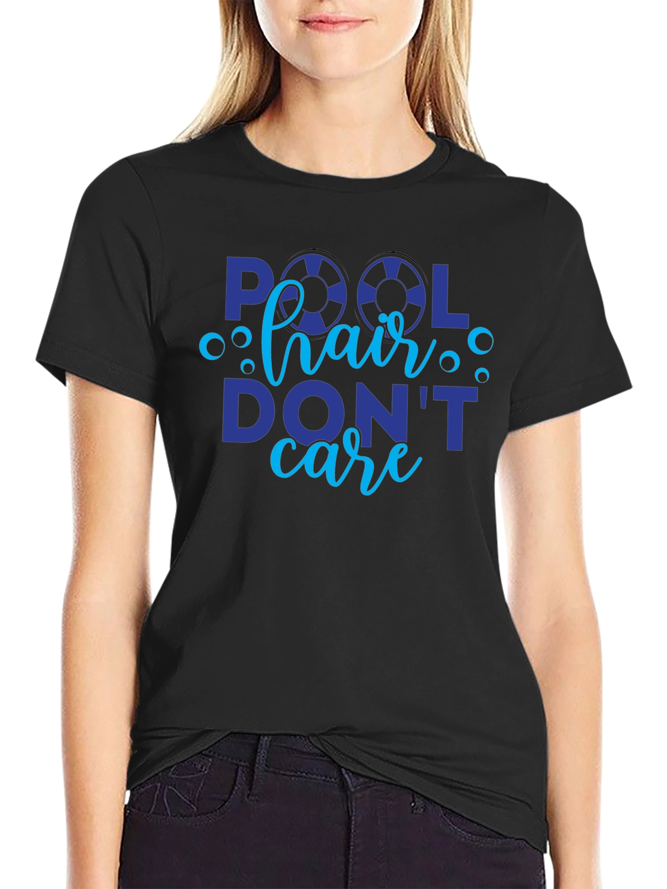 Pool Hair Dont Care Graphic Tee - Black