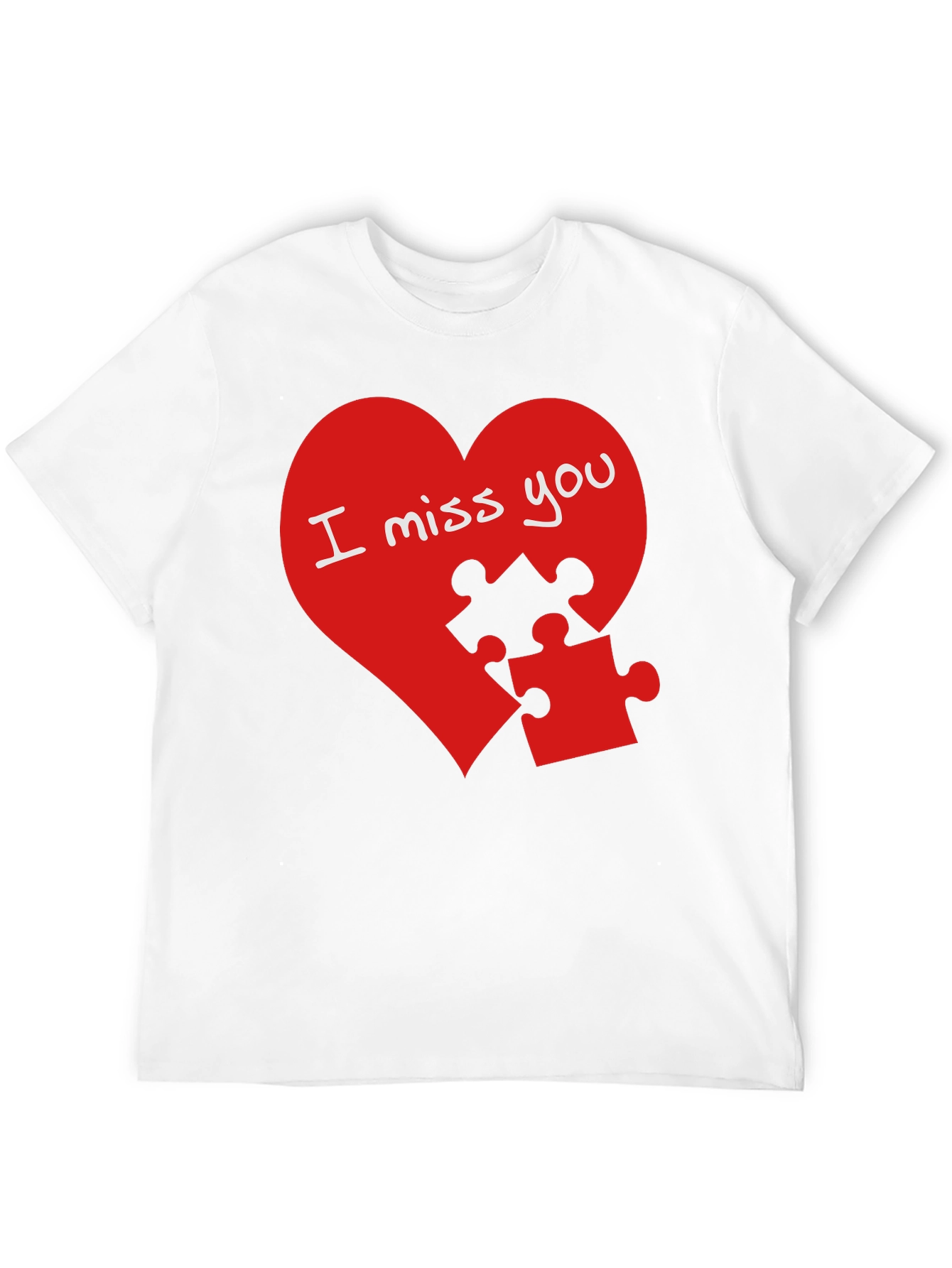 I Miss You Puzzle Heart Graphic T-Shirt