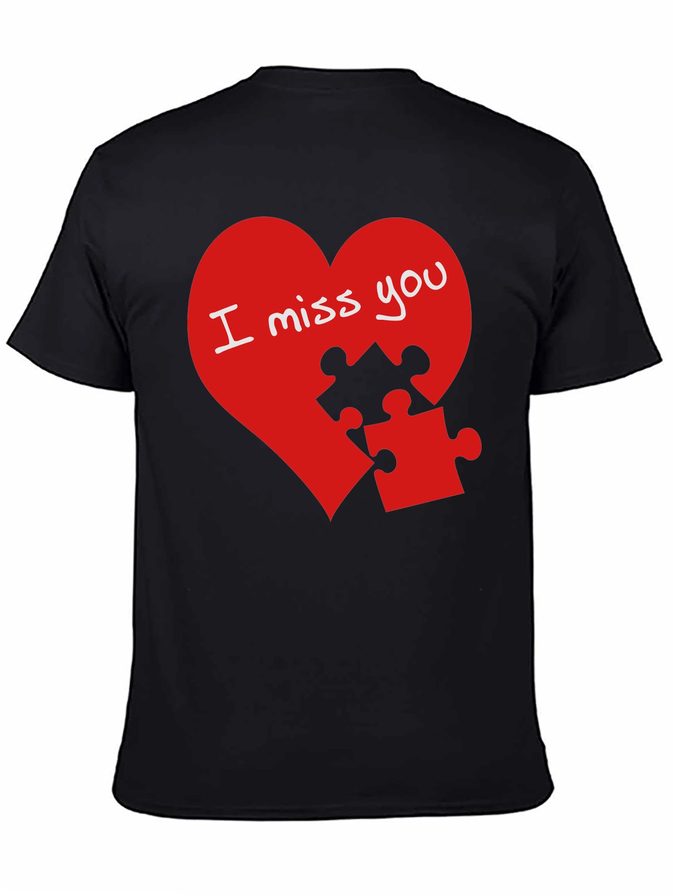 I Miss You Puzzle Heart Graphic T-Shirt