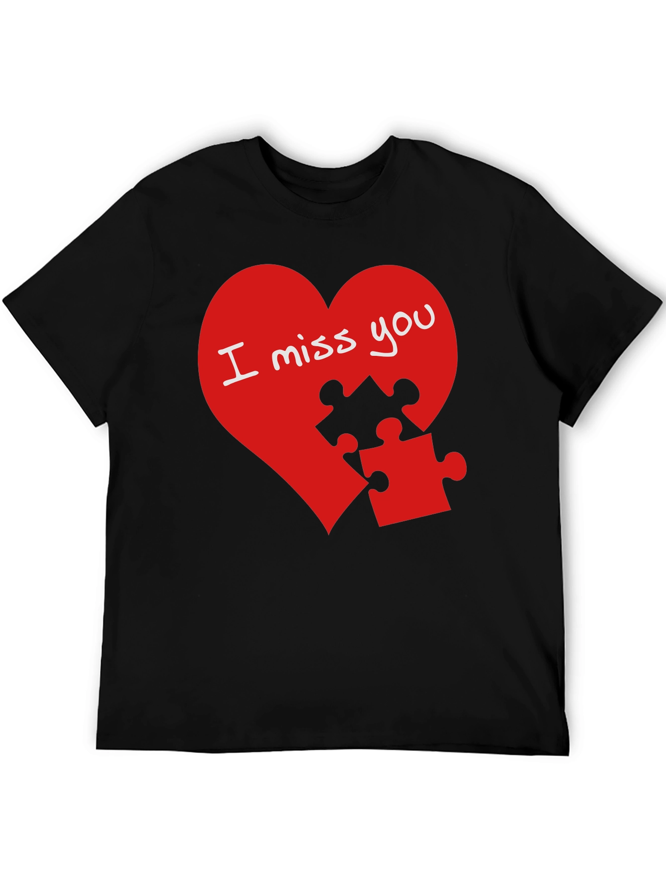 I Miss You Puzzle Heart Graphic T-Shirt