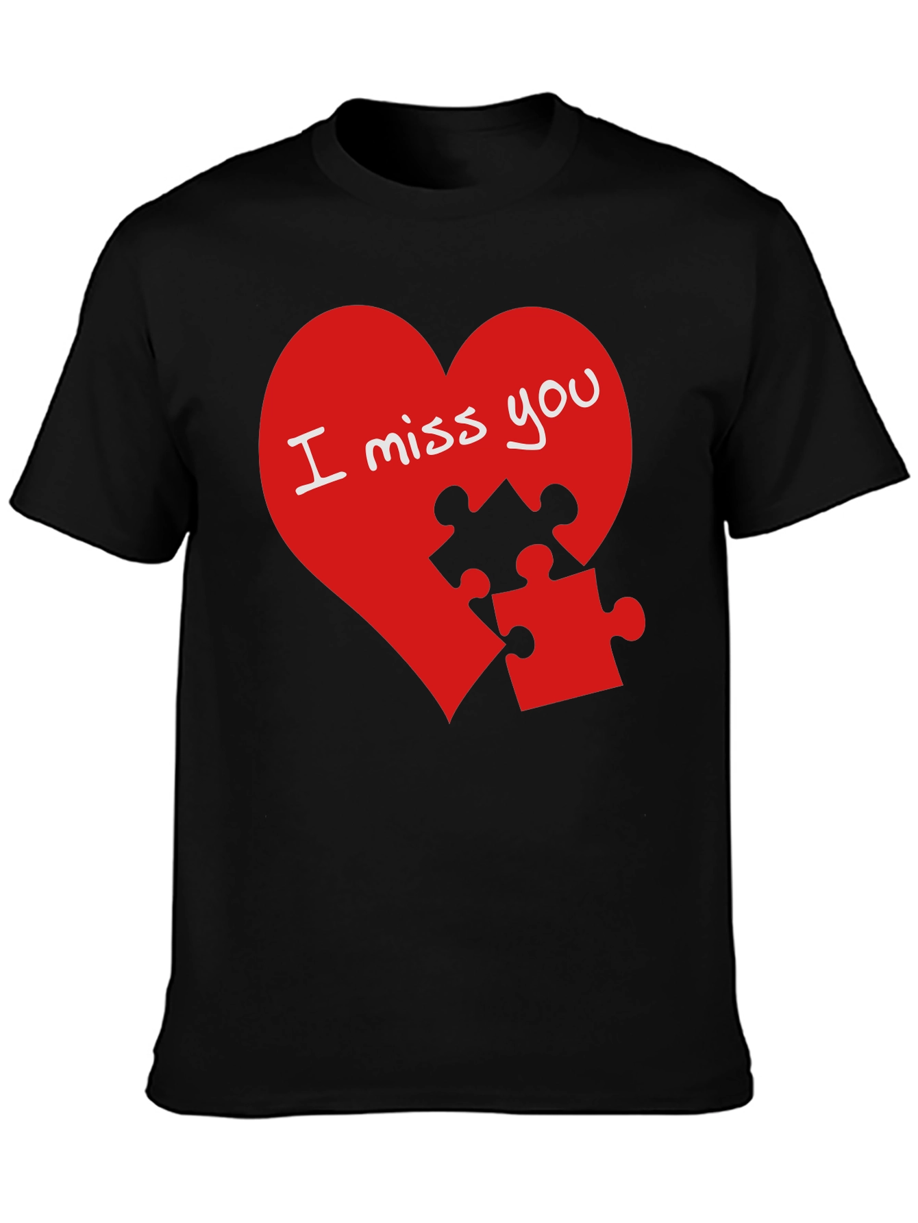 I Miss You Puzzle Heart Graphic T-Shirt