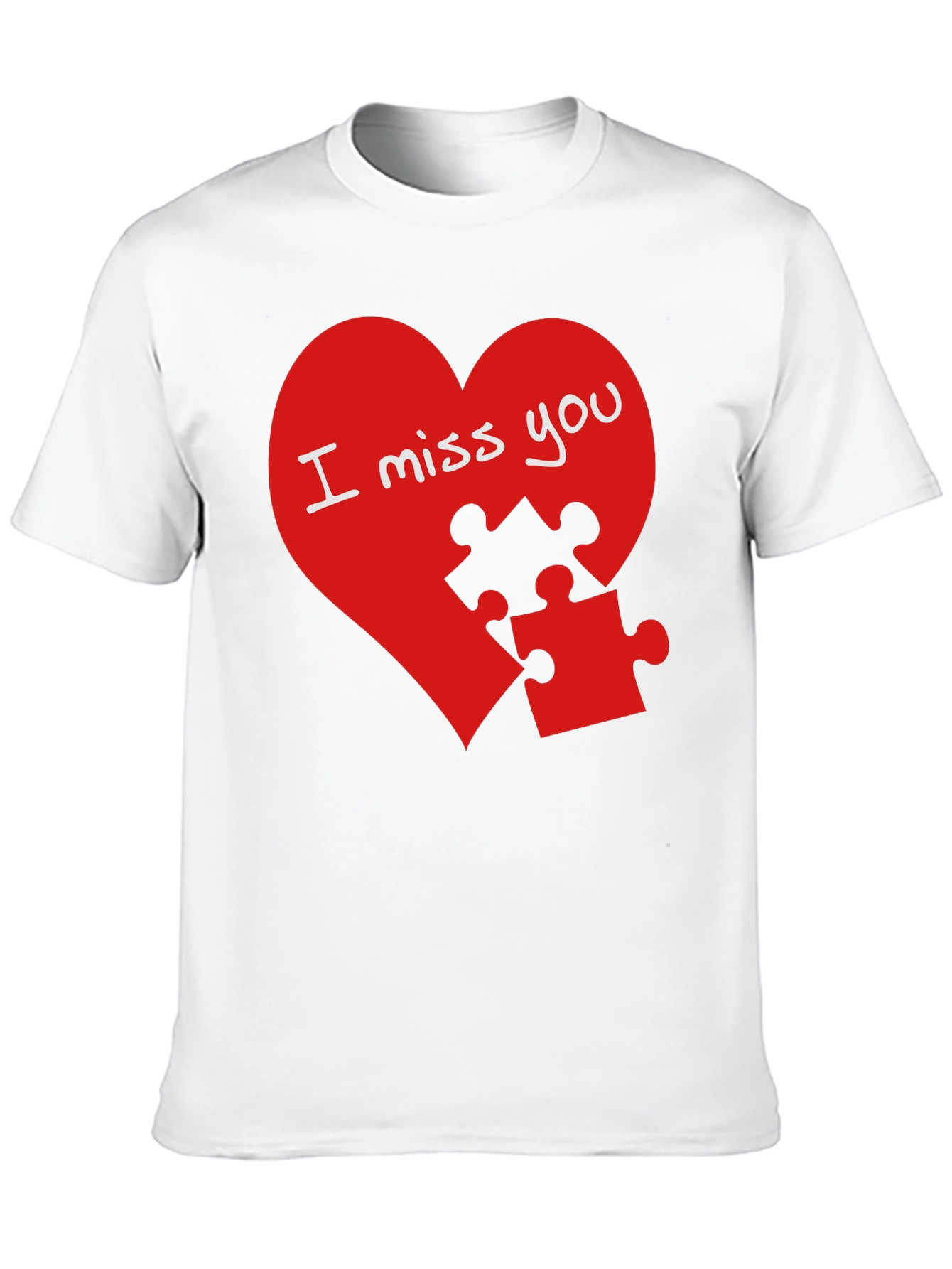 I Miss You Puzzle Heart Graphic T-Shirt