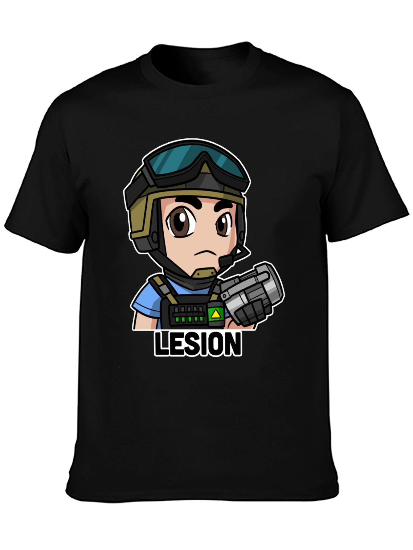 Lesion Cartoon Graphic Tee - Black Cotton T-Shirt