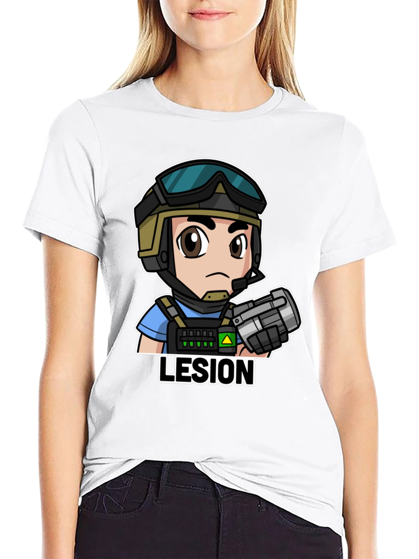 Lesion Cartoon Graphic Tee - Black Cotton T-Shirt