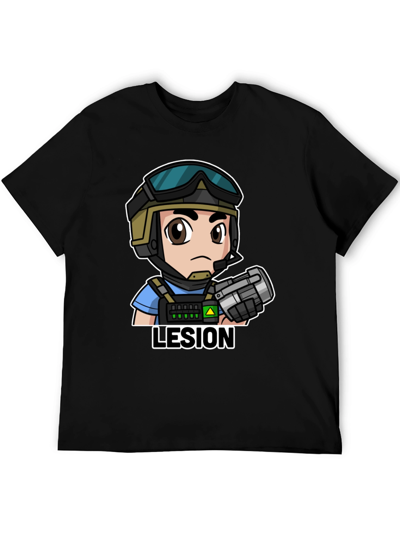 Lesion Cartoon Graphic Tee - Black Cotton T-Shirt