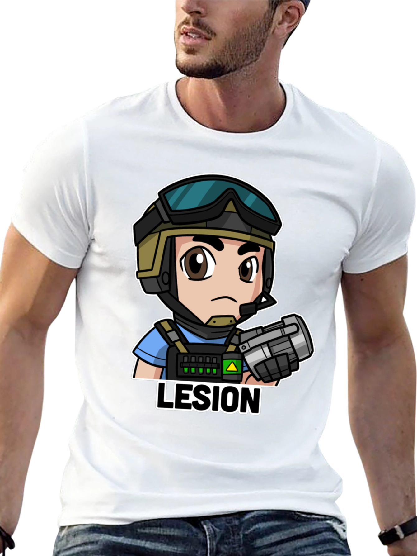 Lesion Cartoon Graphic Tee - Black Cotton T-Shirt