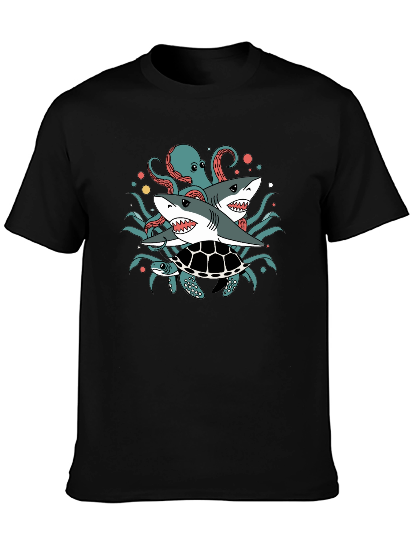 Sea Creatures T-Shirt: Sharks Octopus Turtle