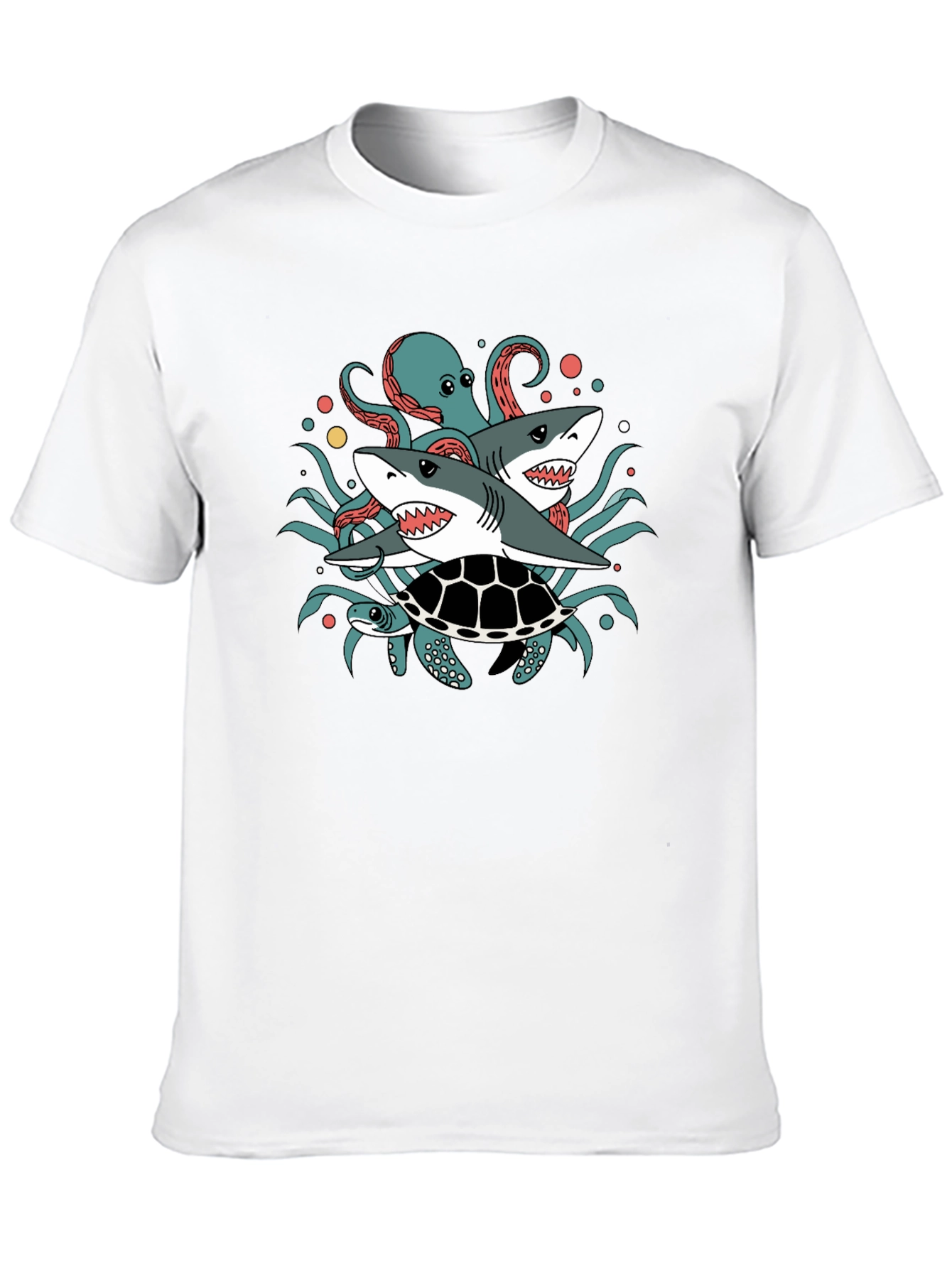 Sea Creatures T-Shirt: Sharks Octopus Turtle