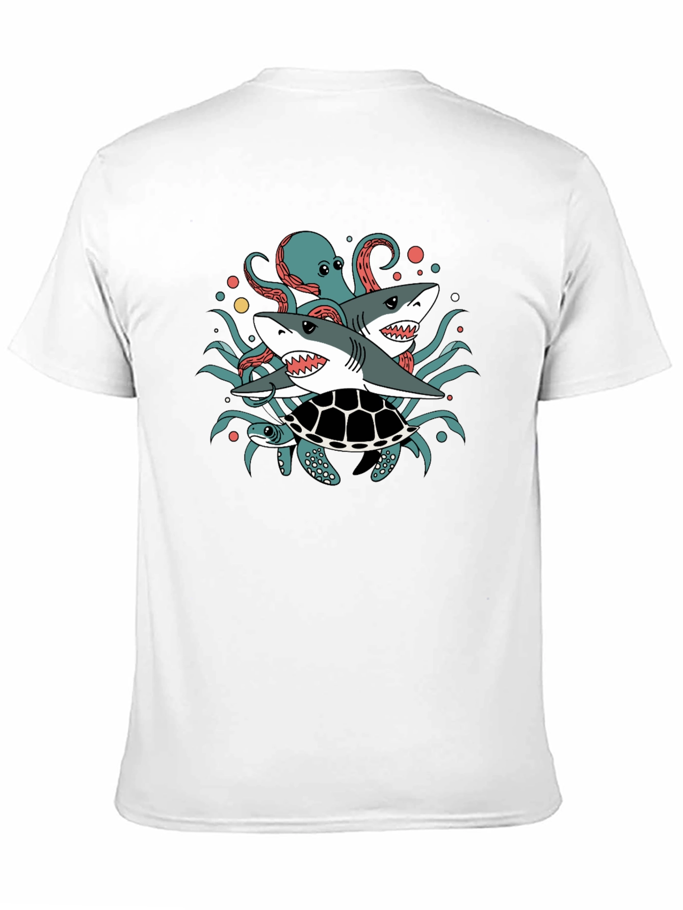 Sea Creatures T-Shirt: Sharks Octopus Turtle