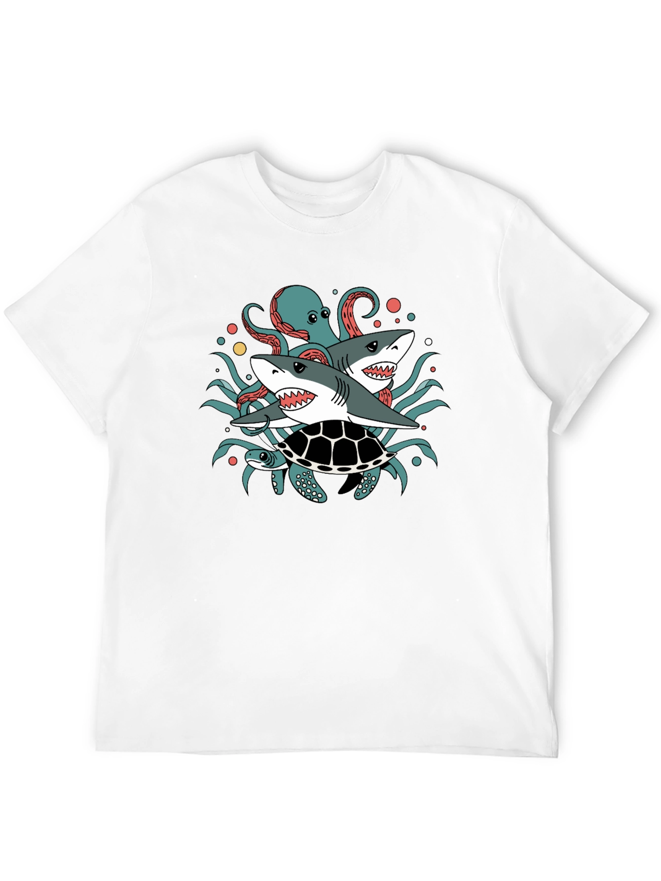 Sea Creatures T-Shirt: Sharks Octopus Turtle