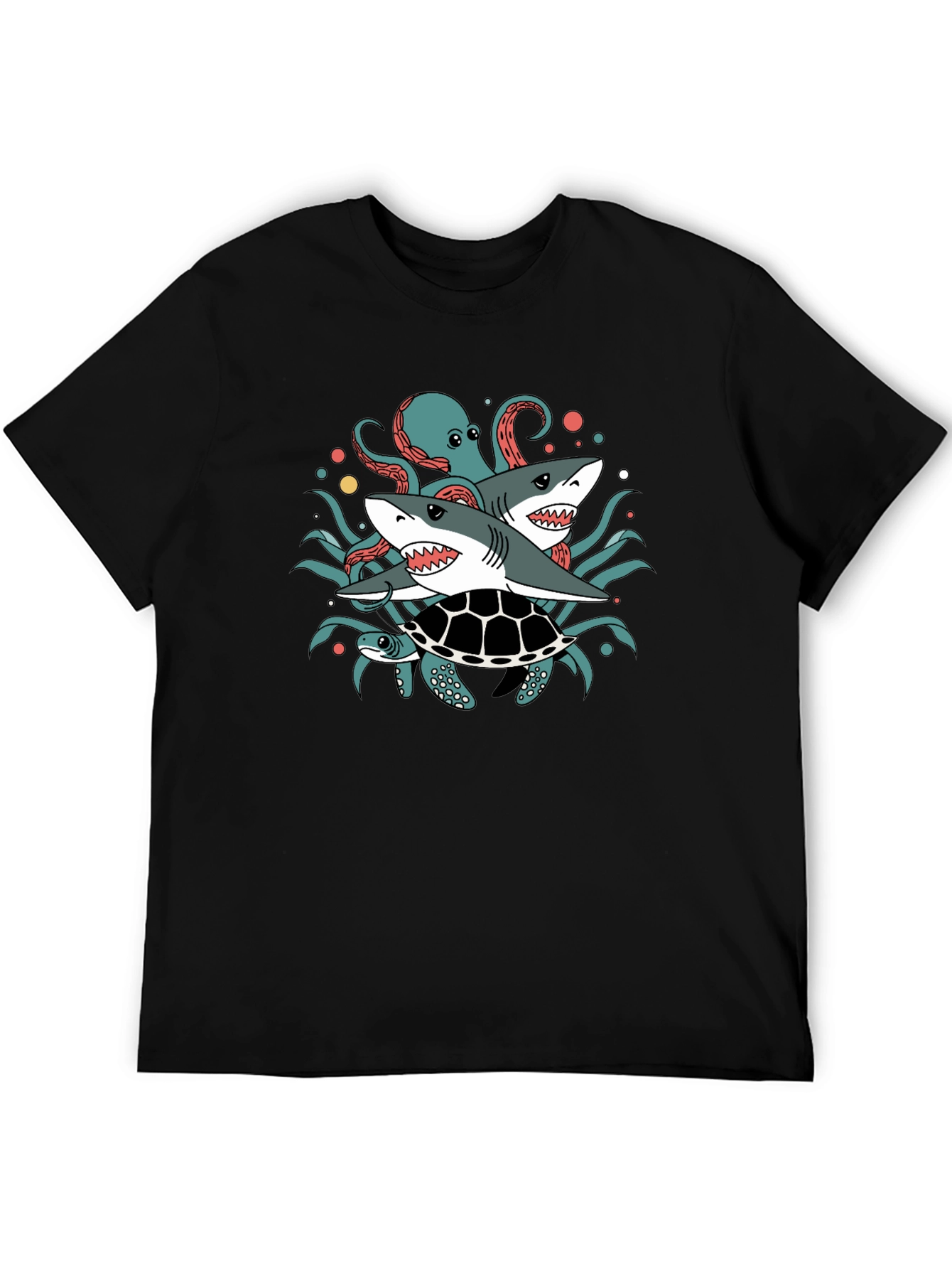 Sea Creatures T-Shirt: Sharks Octopus Turtle
