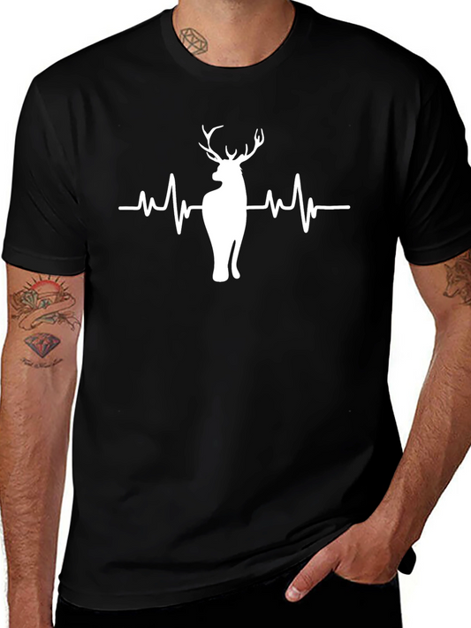 Deer Heartbeat Graphic Tee - Mens Black T-Shirt