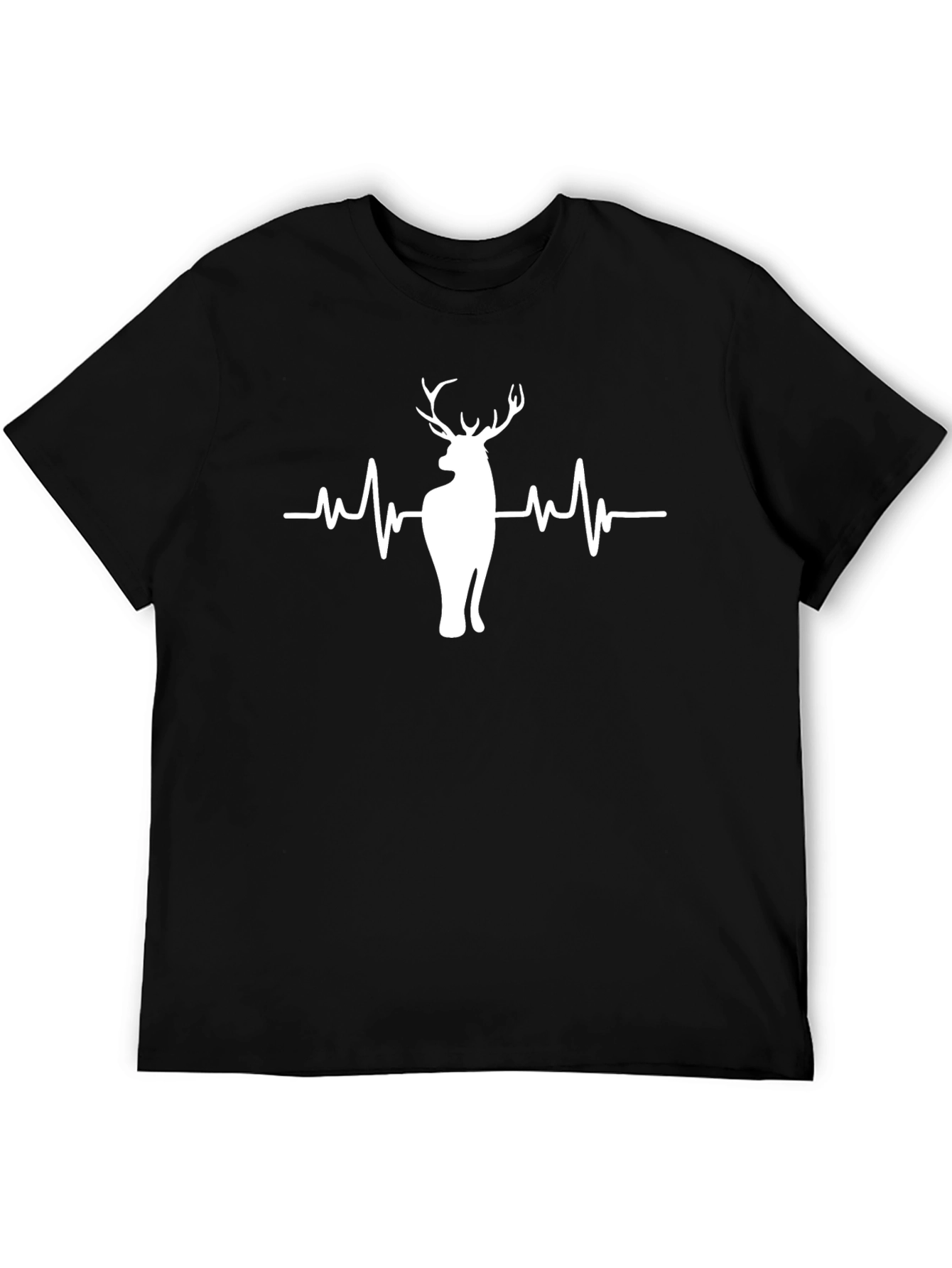 Deer Heartbeat Graphic Tee - Mens Black T-Shirt