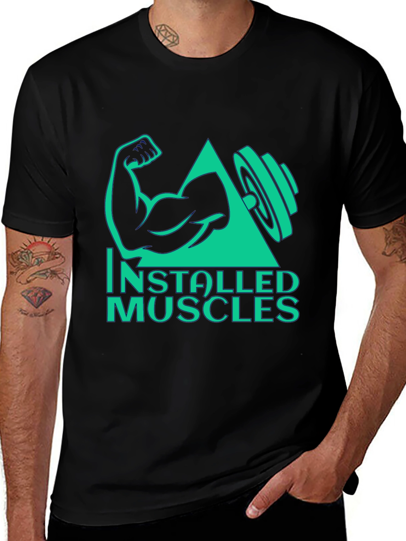 Installed Muscles Black Graphic Tee