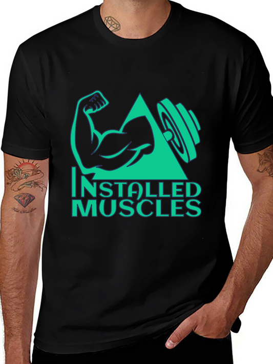 Installed Muscles Black Graphic Tee